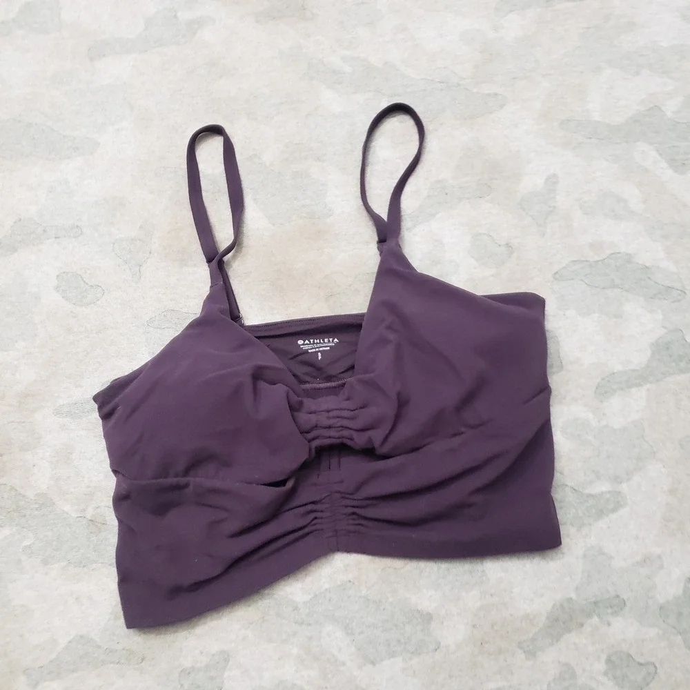 Athleta Sports Bra Women Small Purple Adjustable Strap Yoga Crop